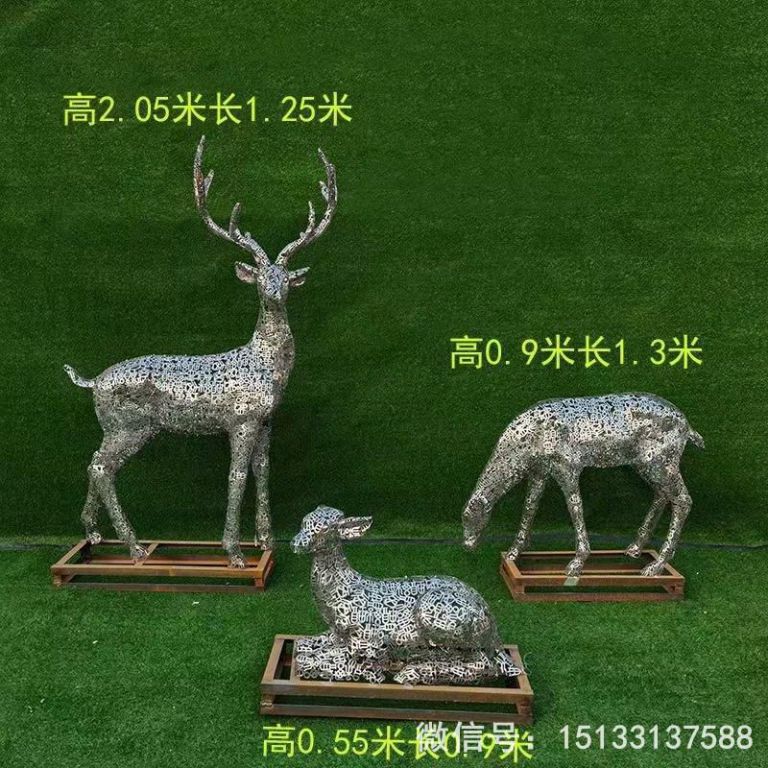 不銹鋼各種姿態(tài)小鹿雕塑 景觀小鹿雕塑5