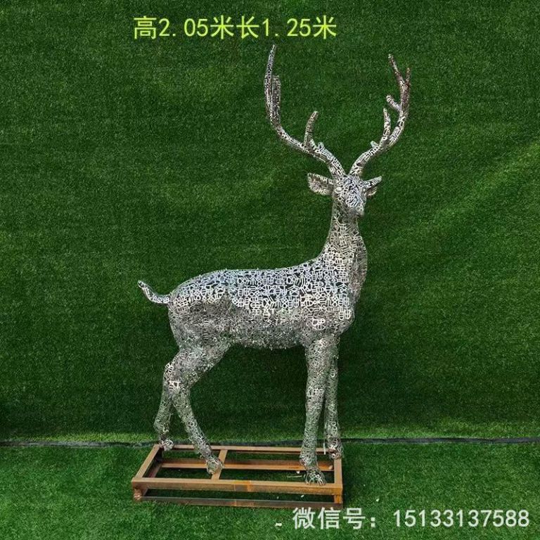 不銹鋼各種姿態(tài)小鹿雕塑 景觀小鹿雕塑3
