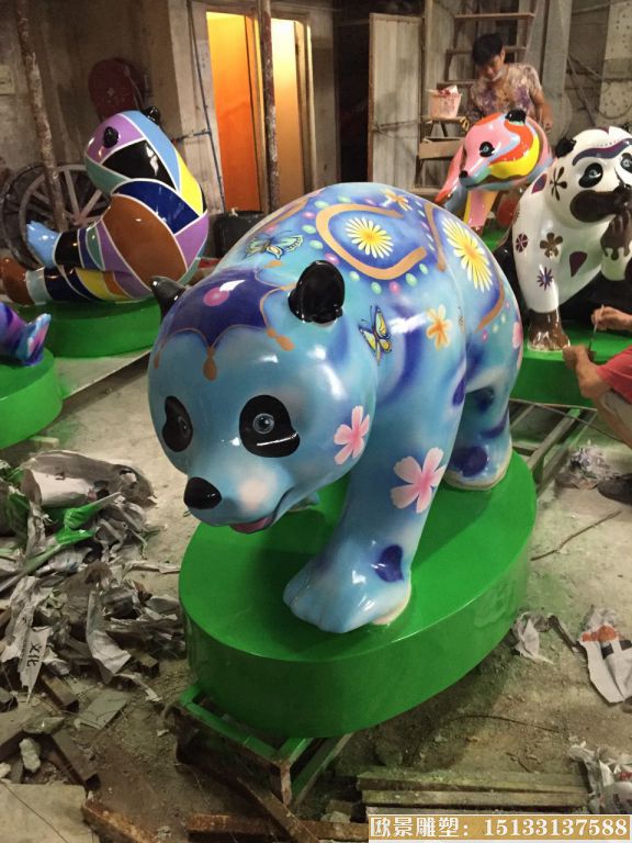 玻璃鋼卡通彩繪熊雕塑_動(dòng)物園游樂(lè)場(chǎng)休閑雕塑_廠家直銷